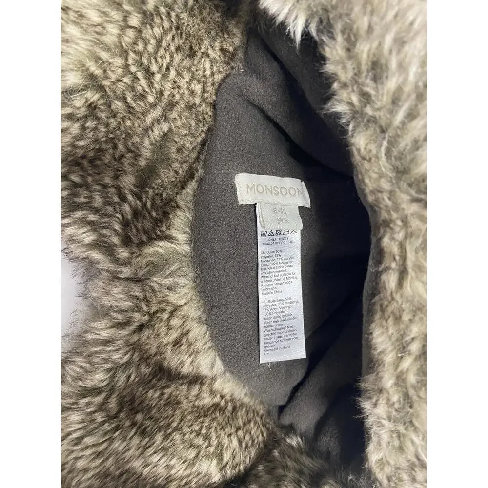 Monsoon Faux Fur 3-in 1 Hat, Scarf And Gloves- 6 To 13 Years